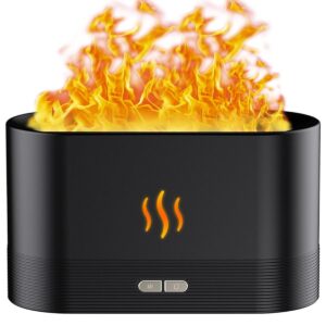 USB Essential Oil Diffuser with Flame - Black